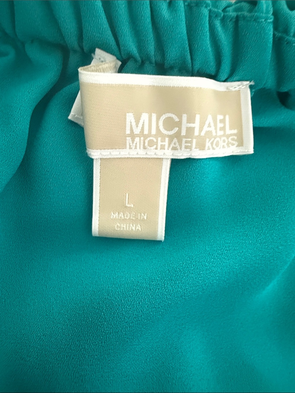 Michael Kors Women's Teal Off-the-Shoulder Ruffle Blouse - Picture 6 of 6